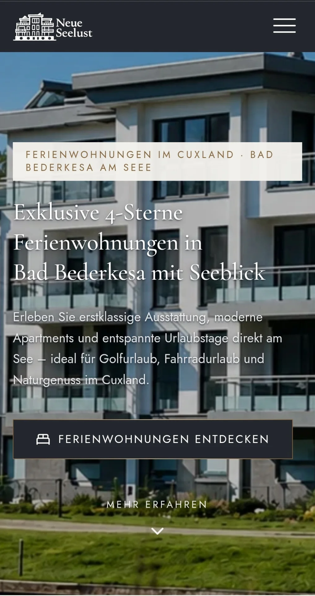 Neue moderne Website der Neuen Seelust